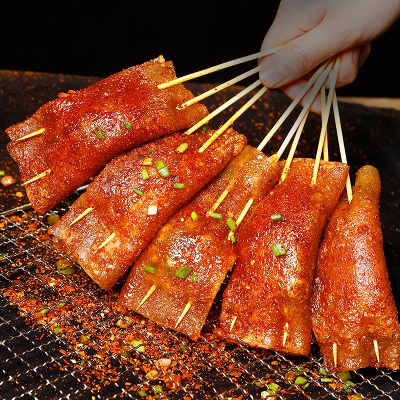 味道烧烤苕皮速食重庆四川特产火锅川粉批发地摊摆摊红油苕皮整张小吃