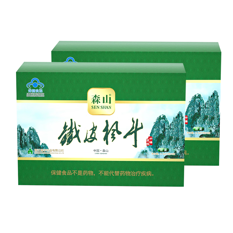 森山鐵皮楓斗 石斛膠囊（ 0.4g/粒*6粒/板*2板/盒*8盒）*2盒  禮盒