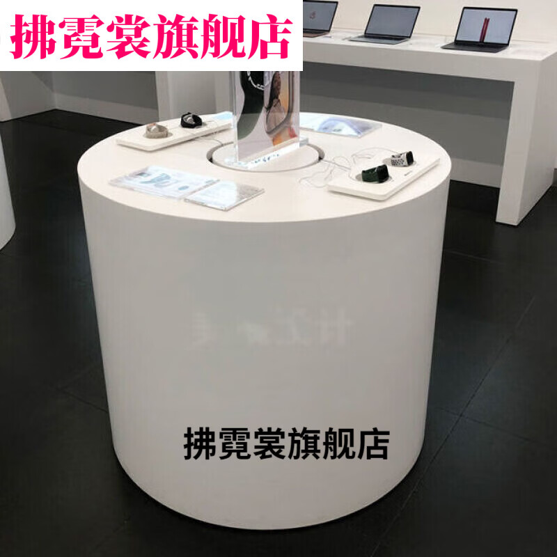 花娣展厅展示柜圆形发光旋转展台异形中岛柜商品智能展柜创意样品摆台