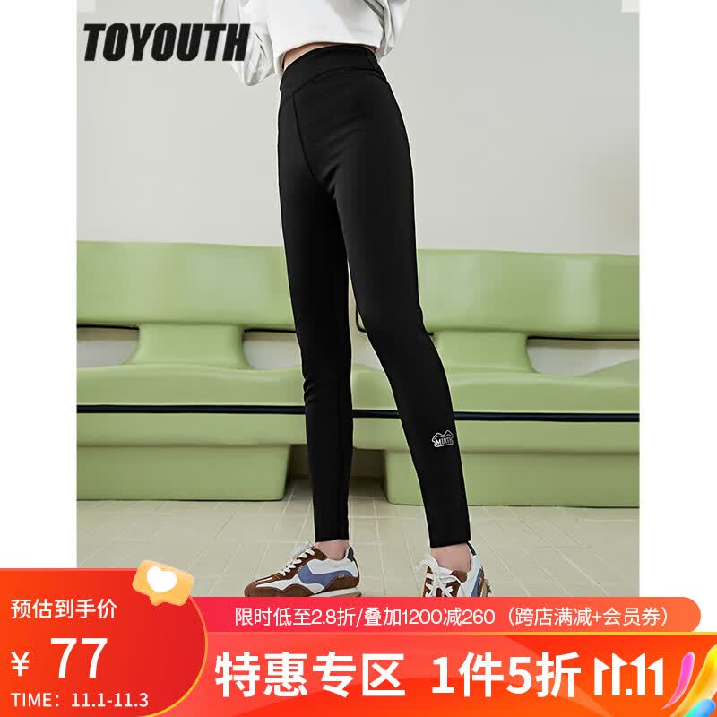 初语TOYOUTH初语加绒加厚休闲裤女2022冬季新款高腰提臀鲨鱼裤 黑色 均码怎么样,好用不?
