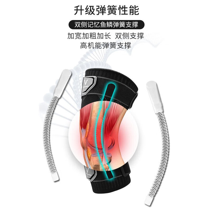维动(VEIDOORN)专业运动护膝篮球装备男女半月板关节跑步护漆膝盖薄款保护套 蓝(仿生款+鱼鳞弹簧+髌骨硅胶) 2XL (建议体重140-160斤)一对装
