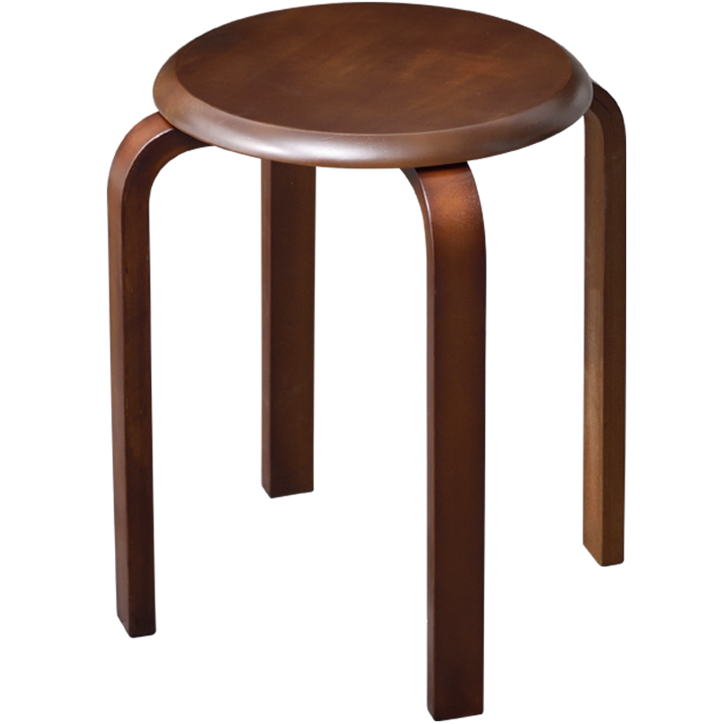 美林源 家用实木凳子简约时尚客厅软包坐凳圆凳子曲木凳餐厅可叠放餐凳成人木板凳小凳子 实木餐凳【胡桃色-1把】