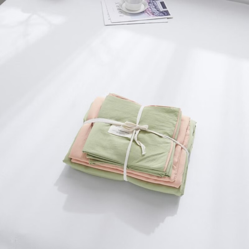 麦琪娜 美棉四件套床上用品四件套水洗棉四件套 牛油果【双人四件套】-被套200*230cm