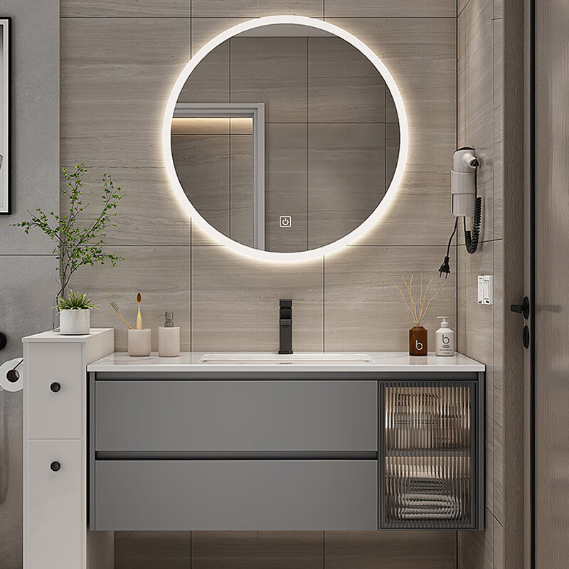 西达乐浴室柜镜子组合卫生间洗脸盆柜洗手盆柜组合陶瓷一体盆洗漱台盆