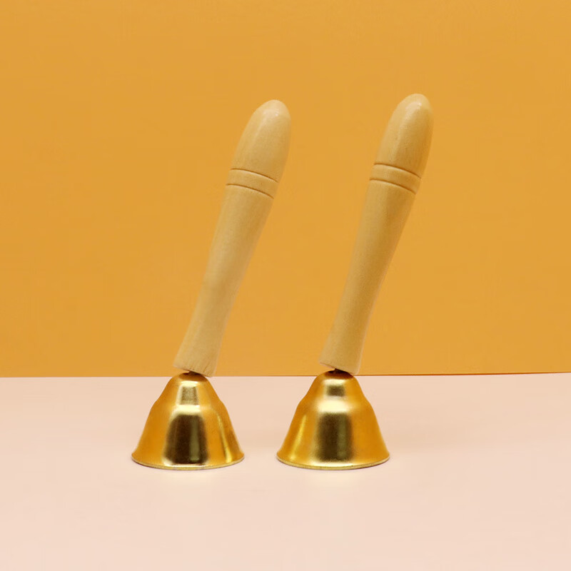 乐器教具铃鼓三角铁双响筒带红绳碰碰铃带柄碰钟 小号带柄碰铃一对(3