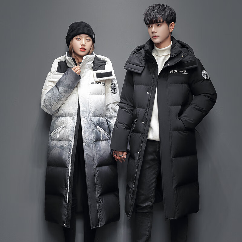 雅鹿冬季羽绒服男女情侣款长款过膝面包服抗寒保暖时尚宽松外套 迷彩-女 XL