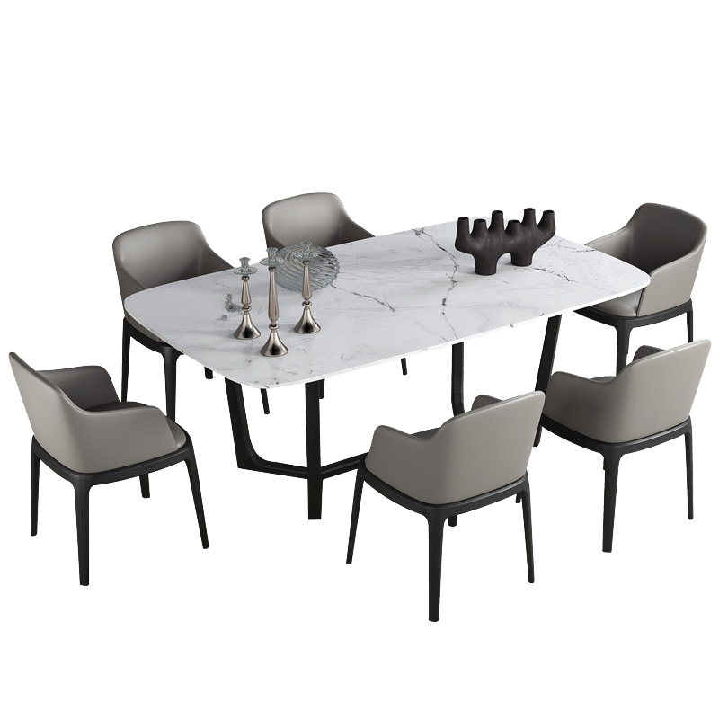 MELCHERS 餐桌意式极简家用小户型饭桌椅组合北欧天然大理石餐桌椅套餐 岩板(花纹联系客服) 1.8米一桌8椅