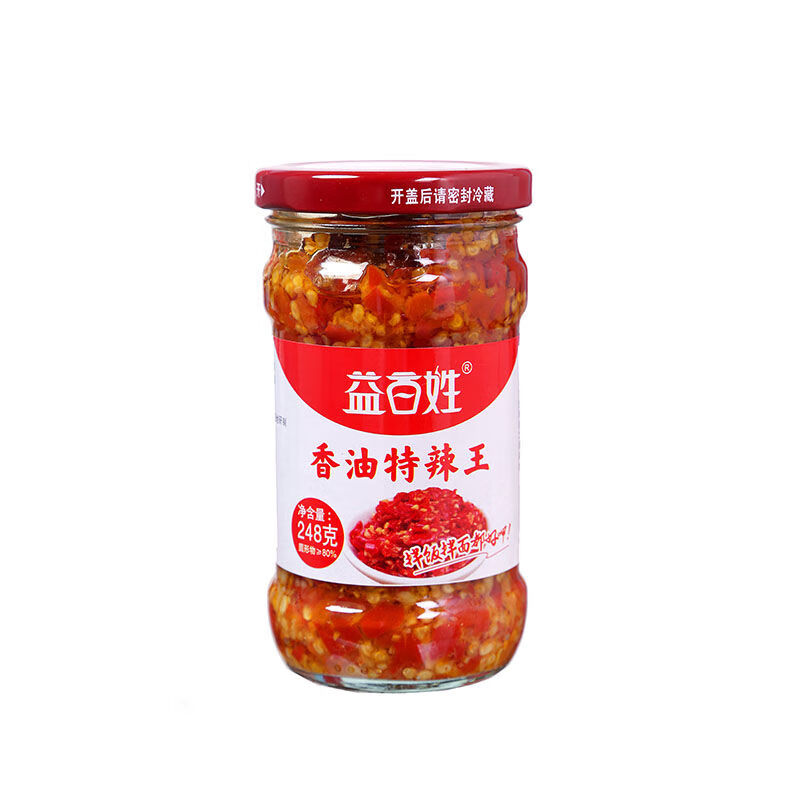 益百姓湖南特产香油特辣王248g瓶装蒜蓉姜红辣椒剁辣椒炒菜拌面 味248