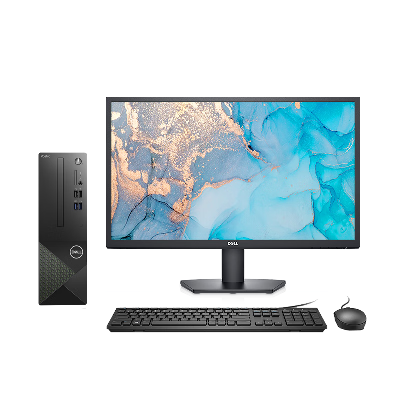 戴尔（DELL）成就3710台式机电脑 家用商用办公主机小机箱整机全套 单主机+23.8英寸低蓝光显示器 i5-12400 16G 1T+256G固态 定制