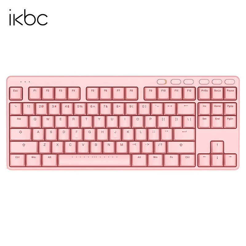 ikbc S200无线键盘机械键盘无线笔记本键盘87键蓝牙键盘粉色机械键盘自营办公矮轴PBT可选 S200粉色无线2.4G87键红轴