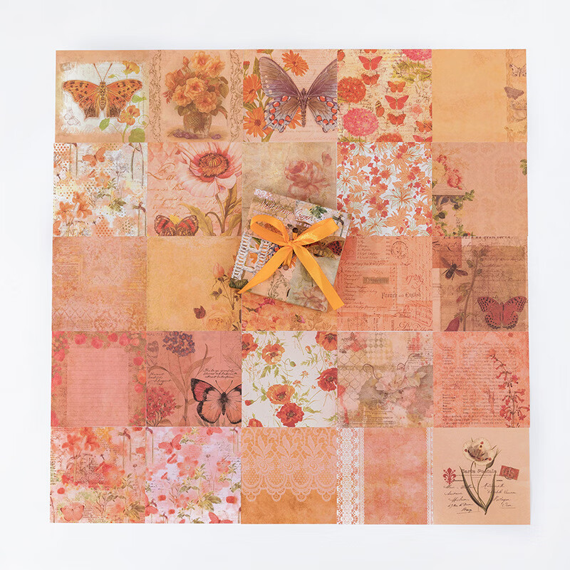 日美新 100张指尖温度手帐背景素材纸复古文艺手账diy装饰拼贴打 麦芽