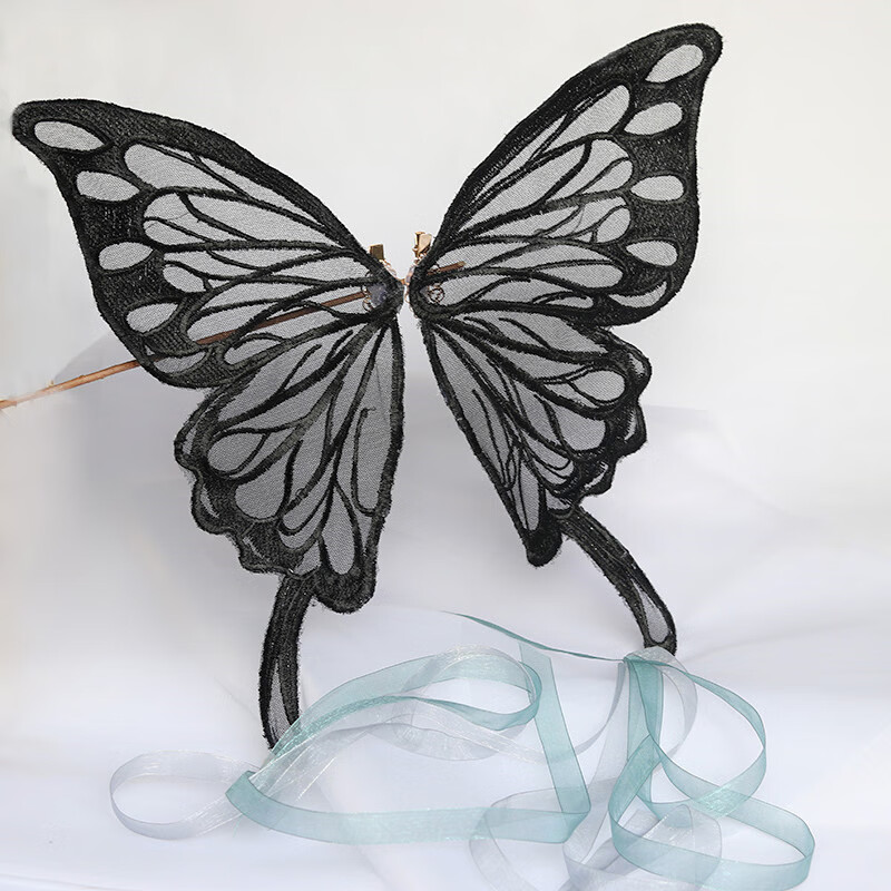 汉服双层刺绣蝴蝶发夹古风网纱大蝴蝶发簪古装盘发拍照头饰发饰 1