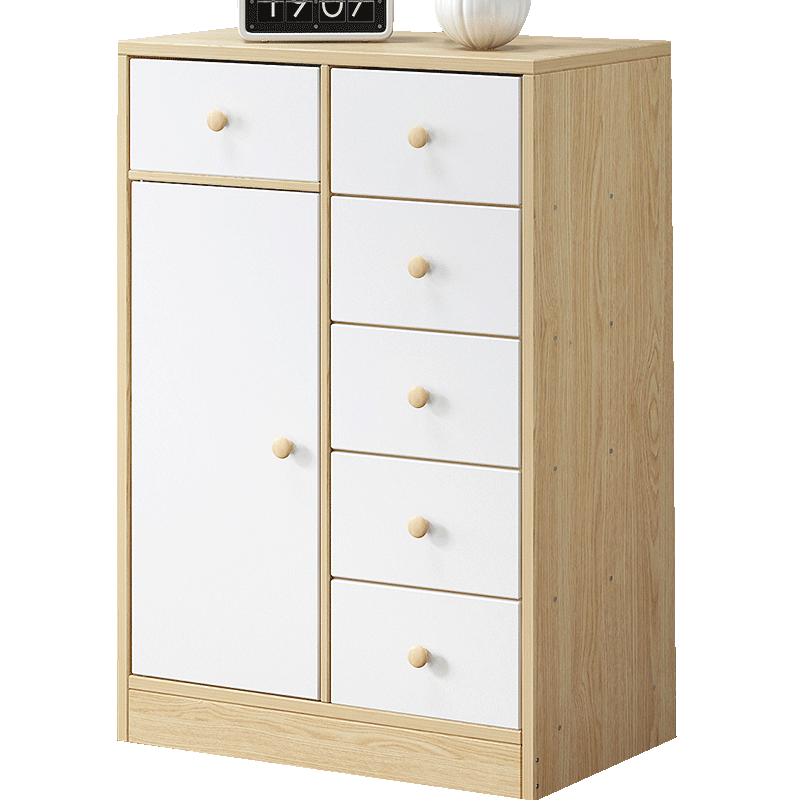 第一森林斗柜家用卧室多功能储物柜北欧简约现代轻奢斗橱卧室客厅收纳柜子 60CM北美原木纹色【单门六抽】