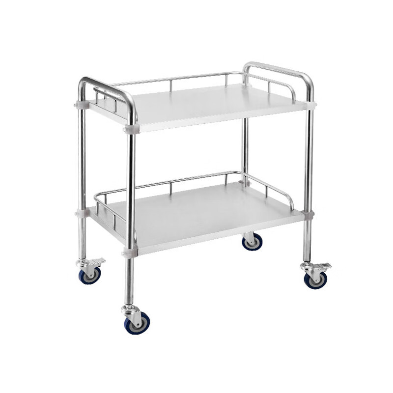 推车不锈钢治疗车医院置物架小推车美容院医疗移动手推车收纳 加厚二