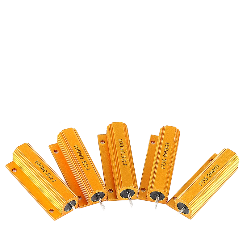 黃金鋁殼大功率電阻器RX24-100W 1 2 3 5 10 20 50 100 R歐10K 1K 100W黃金鋁殼 8歐（1個）