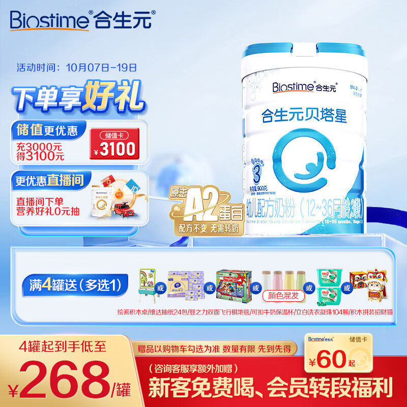 合生元（BIOSTIME）贝塔星 幼儿配方奶粉 3段(12-36个月) 法国原装原罐进口 900克怎么样,好用不?