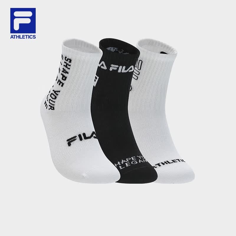 FILA 斐乐官方女袜中腰袜套装2023冬新款运动休闲袜中筒袜三双装 玉石白/深黑/玉石白-99 XS怎么样,好用不?