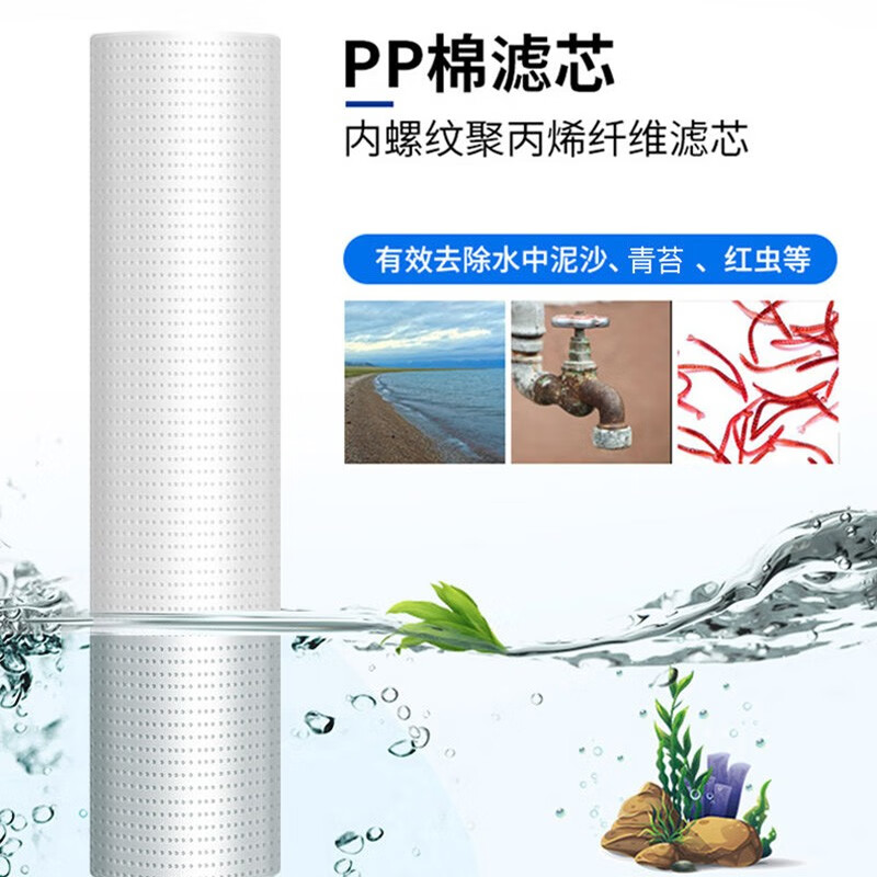 豪恩 大白瓶前置过滤器家用商用全屋中央净水器大蓝瓶大胖瓶自来水大通量小型管道净水机设备 升级款+2个滤芯（4分口）