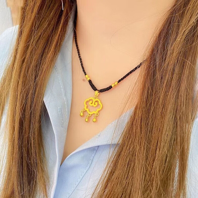 周大福999硬金吊坠祥云如意挂坠项链女送儿童生日平安锁礼物 祥云锁 4
