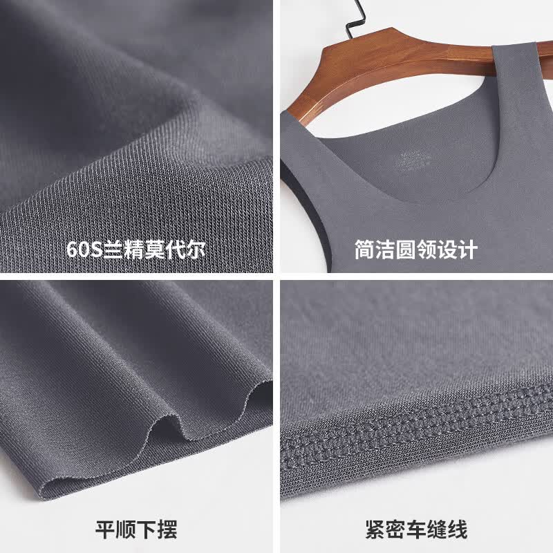 Clarkarida品质背心男士内穿打底衫莫代尔冰丝感无痕健身运动夏季跨栏背心 白色+白色(T恤2件) L【120-140斤】
