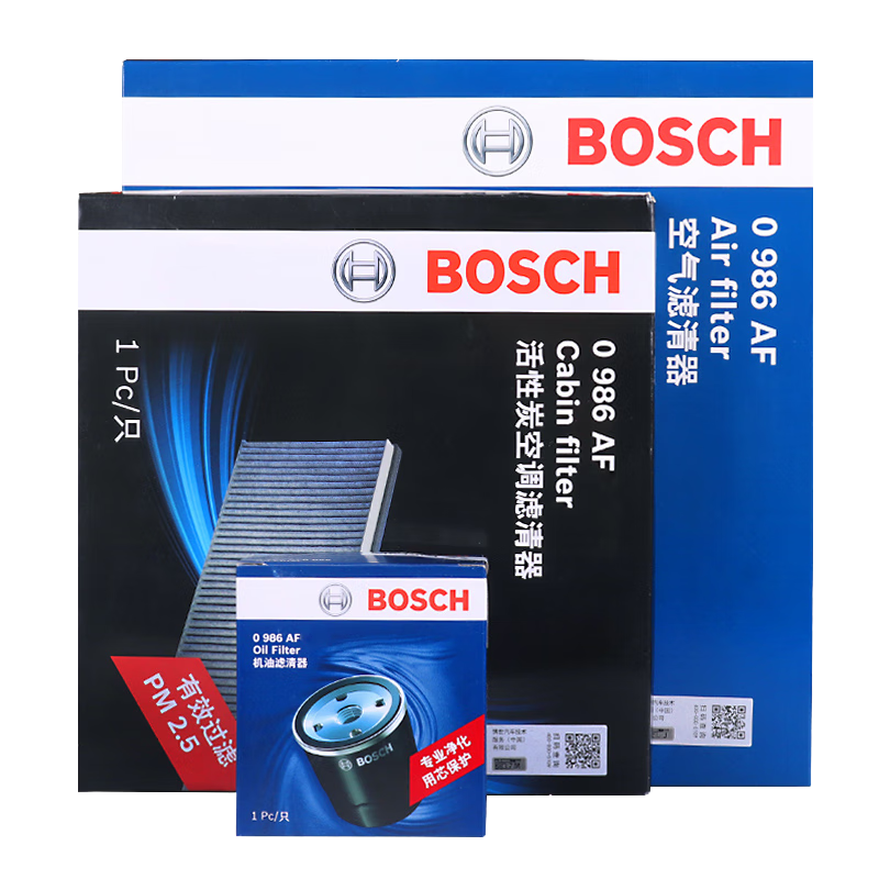 BOSCH 博世 单效滤清器保养套餐/两滤三滤套装/滤芯适用于 丰田卡罗拉 1.6/1.8非双擎(07至18款)