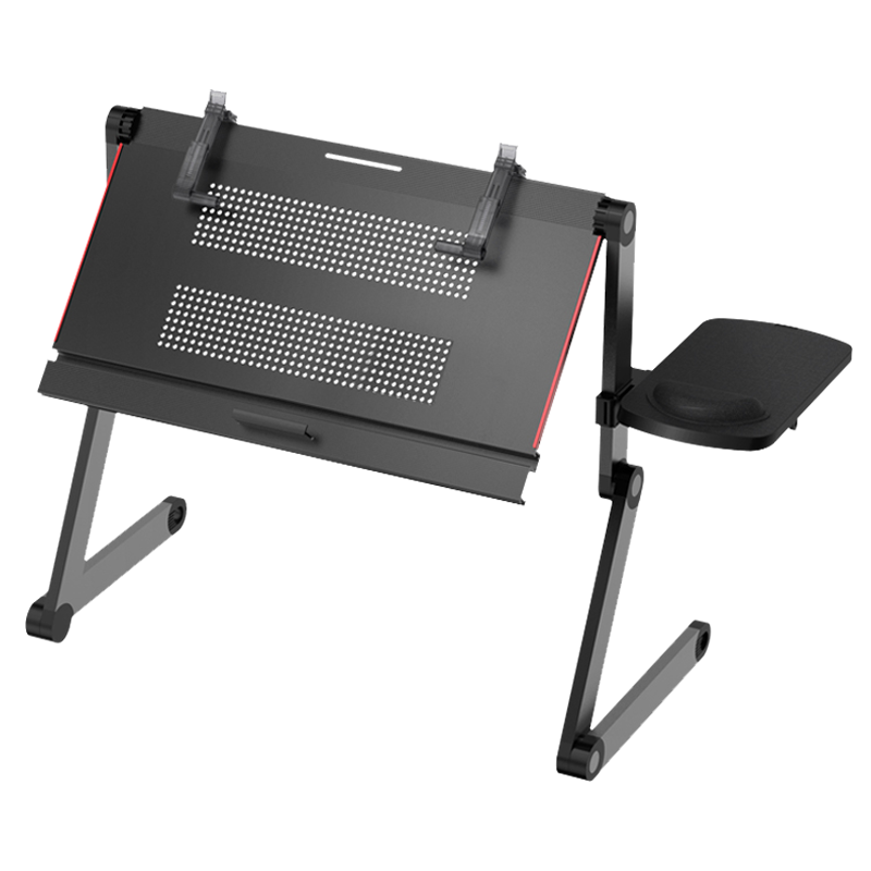 OMAX X5Pro床上平躺电脑桌折叠笔记本支架躺着看书桌床上平板电脑支架 腰突用支架 黑色X5Pro S+鼠标板(桌面45cm长3节腿)