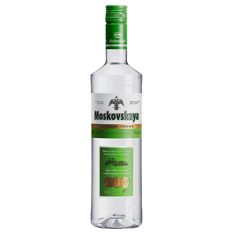 苏连绿（Moskovskaya）拉脱维亚原装进口洋酒苏连绿原味伏特加MOSKOVSKAYA鸡尾酒基酒 苏连绿普通版 700mL 1瓶