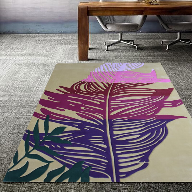 海马地毯定制剪花 新西兰羊毛手工地毯 客厅茶几书房定制地毯hm-1068