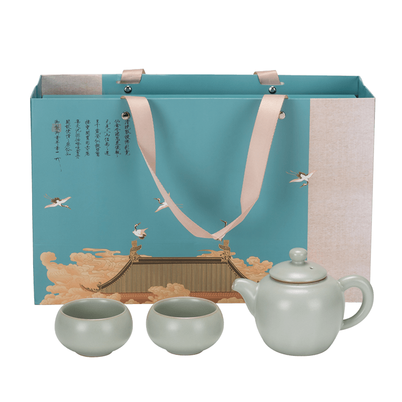 京峰閣 高端茶具整套 汝窯圓珠壺一壺二杯開片可養(yǎng)商務(wù)家用開業(yè)送禮套裝 汝窯圓珠壺茶具套裝