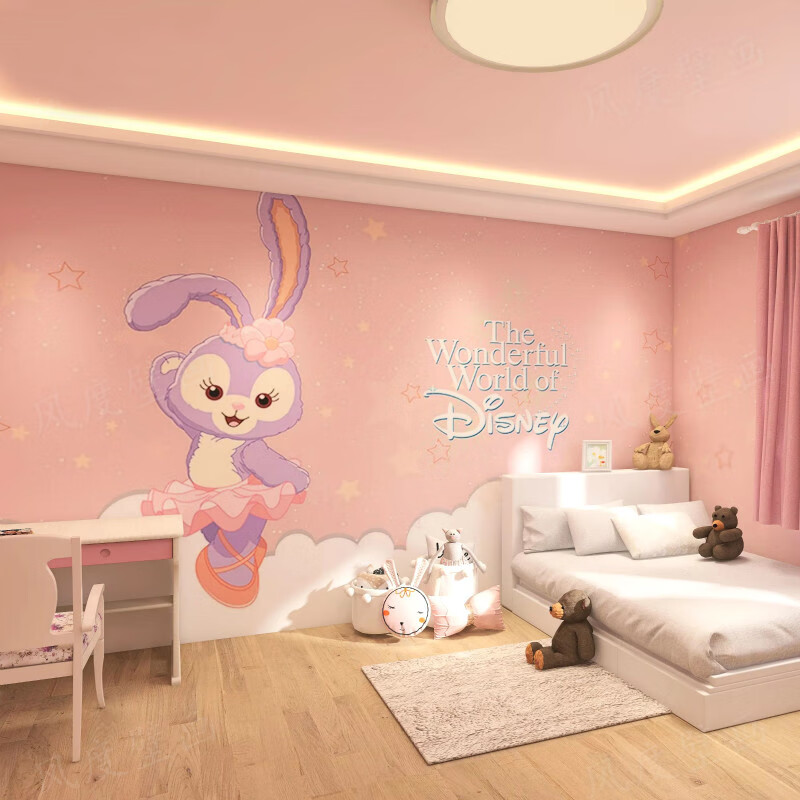 仟梵(qianfan)手绘粉色可爱星黛露墙纸城堡卡通主题酒店女孩公主儿童