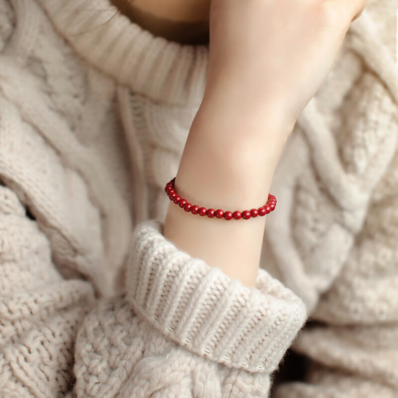 本命年转运上岸暗红色民族风朱砂手链礼 周长15cm,纤细手腕戴