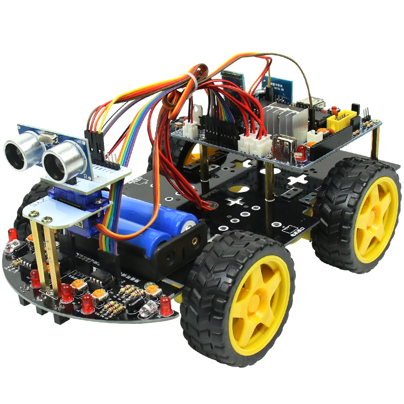 CreateBlock 編程機(jī)器人智能小車(chē)C51單片機(jī)套件wifi視頻監(jiān)控測(cè)速尋跡壁障遙控尋光藍(lán)牙 10A車(chē) A套餐 紅外尋跡 散件