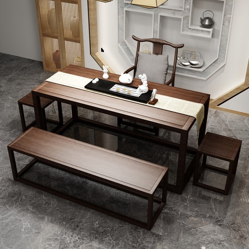 实木茶桌椅组合套装新中式喝茶泡茶桌简约茶几仿古功夫茶台桌子 单桌