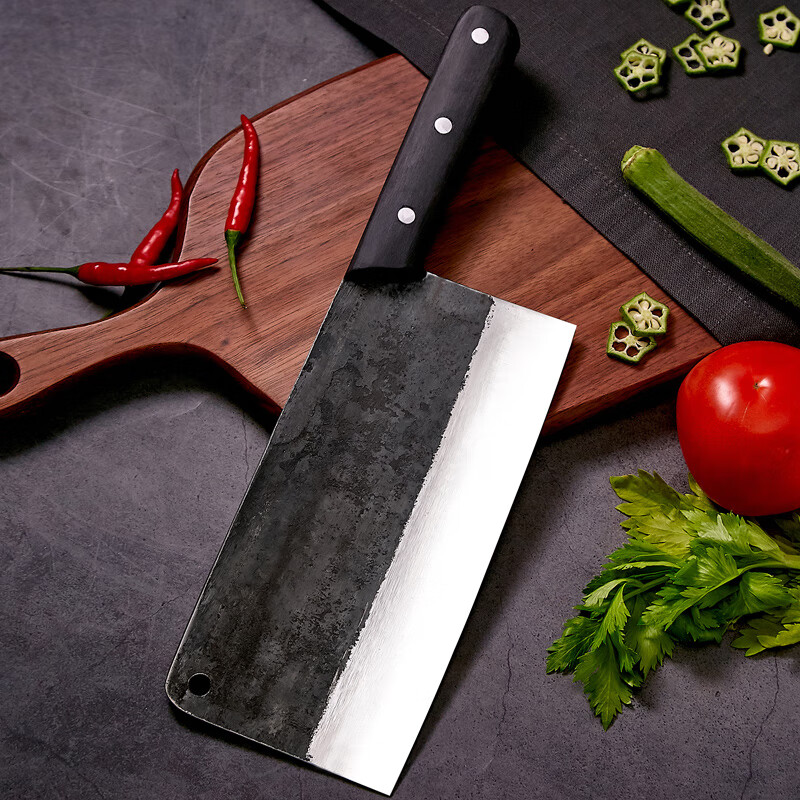 李麻子 夹钢菜刀锻打切片刀家用老式锰钢刀具厨房斩切肉刀厨师专用