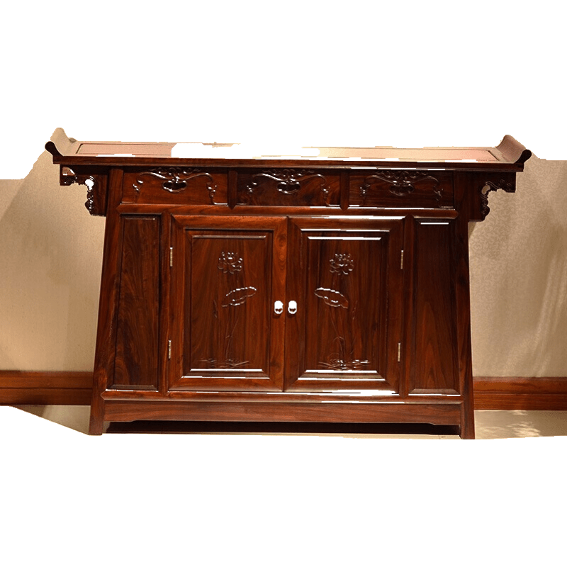 质木匠 非国标红木东非酸枝(学名:古夷苏木)实木餐边柜 鞋柜 储物柜 玄关台 翘头柜两联柜 单个1.38米柜子