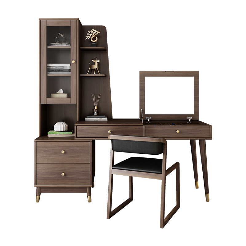 兰尼森 书桌 北欧简约台式电脑桌带书柜写字台现代小户型转角书桌书架一体组合 【绅士灰】书桌+书椅