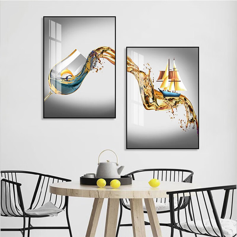 对酒当歌 35*50cm 9mm 水晶膜两联画黑边