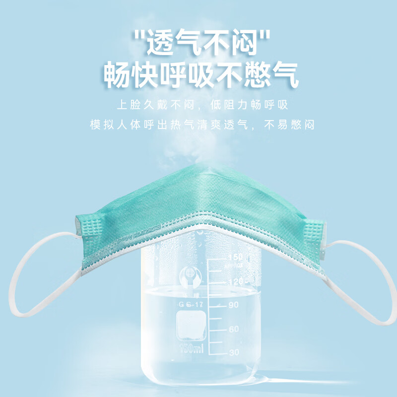 亿信（YIXIN）医用外科一次性医用口罩透气耳挂式成人儿童款可选三层防护灭菌 【绿色】50只医用外科无菌口罩（可供医务人员使用）
