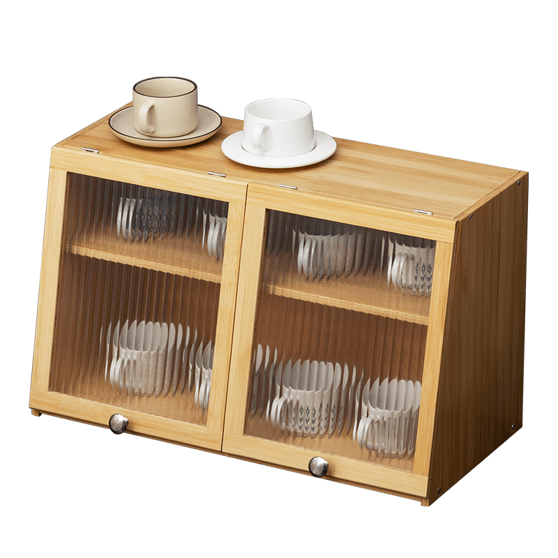 淘之良品家用杯架置物架玻璃杯茶杯酒水杯子收纳架杯具多层厨房台面沥水架耐用型客厅办公室桌面层架杯挂架 【长虹透明门】原色60长(密封防尘)