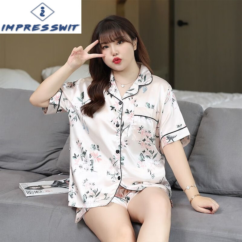 薄衬衫睡裙女夏季加肥加大码200斤居家服 43# 1xl建议体重140-170斤