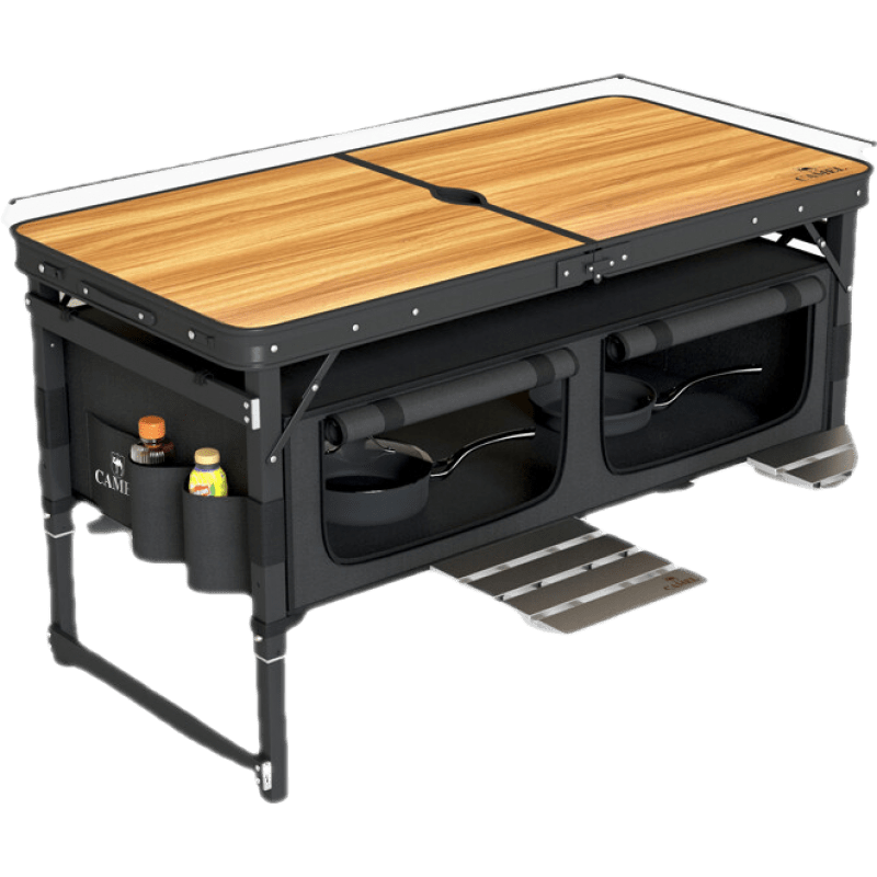 骆驼折叠桌户外桌椅铝合金摆摊地推可家用折叠桌子简易野外餐桌椅 木纹方管桌+桌底储物袋+4铝凳