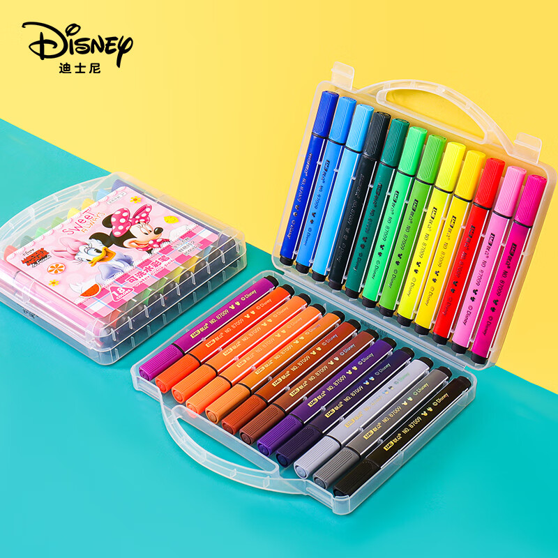 迪士尼（Disney）24色水彩笔套装 儿童宝宝小学生幼儿园一年级用软头涂鸦涂色画画笔儿童节礼物