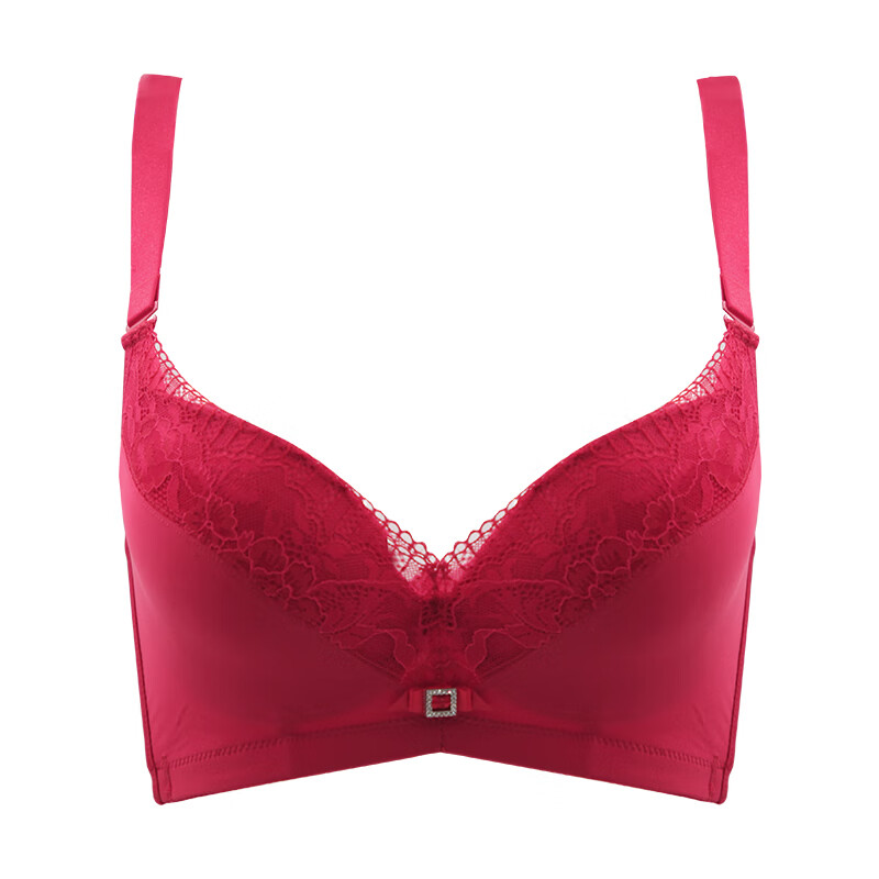 贝佳人新品可拆肩带胸罩简约聚拢调整型内衣记忆钢圈 石榴红 70a