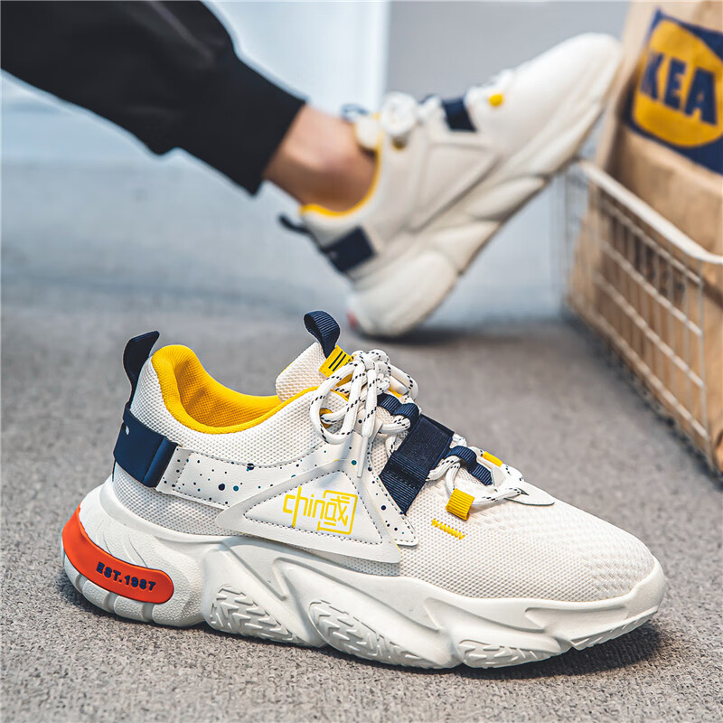 狄宏莆田椰子男鞋新款时尚透气阿甘跑步休闲运动增高百搭小白老爹潮鞋