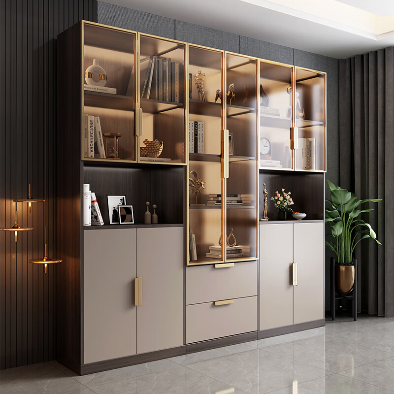 福特美轻奢书房书柜酒柜简约现代客厅经济型组装小户型卧室柜子整体