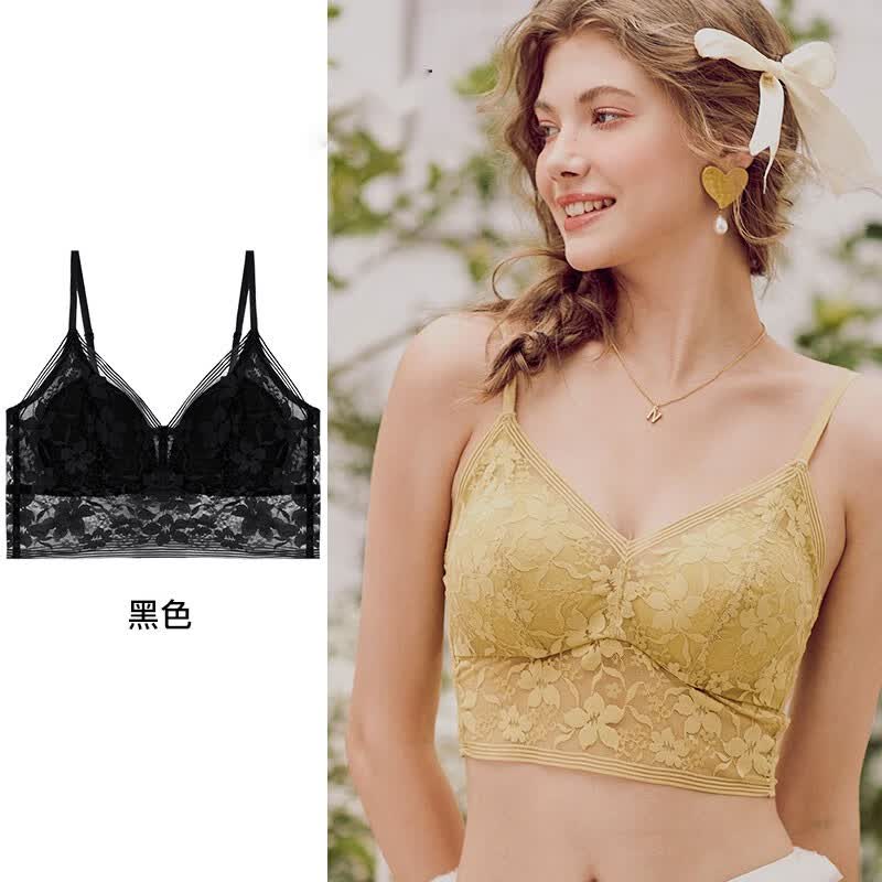 歌力诺（GORRENNO）吊带抹胸性感蕾丝内衣女夏季薄款大胸显小无钢圈美背心式文胸罩 黑色 M码 适合70C 75A/B怎么看?