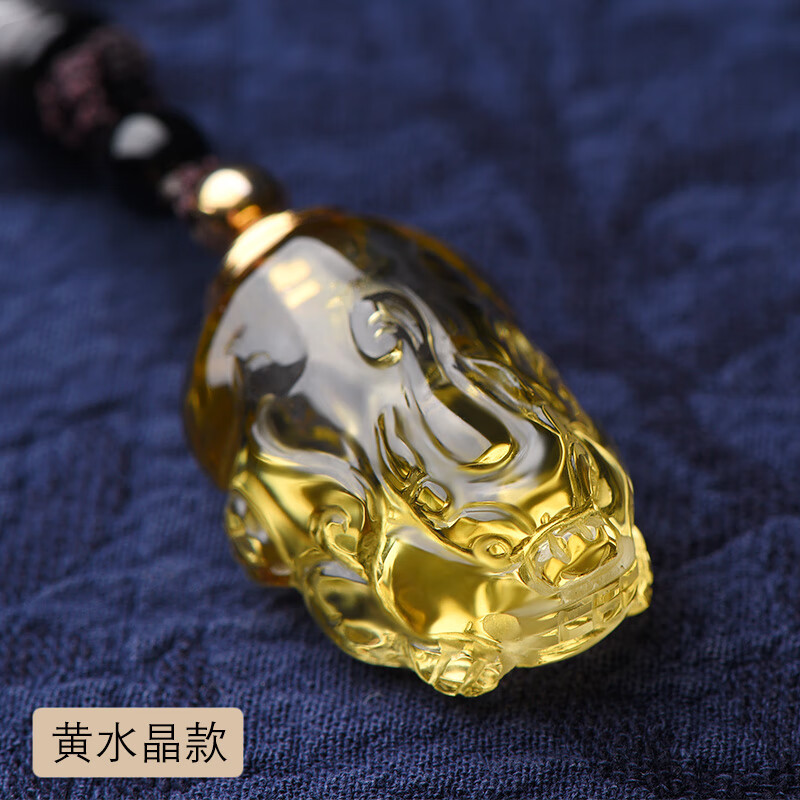 慈靈閣嘎烏盒黃水晶貔貅舍利塔吊墜貔貅白水晶項(xiàng)鏈許愿瓶佛塔男女 黃水晶款