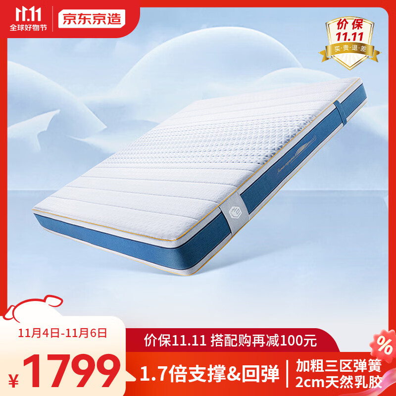 京东京造乳胶黄麻弹簧床垫 软硬两用 3D透气芯材 撑腰舒脊席梦思1.8×2米怎么看?