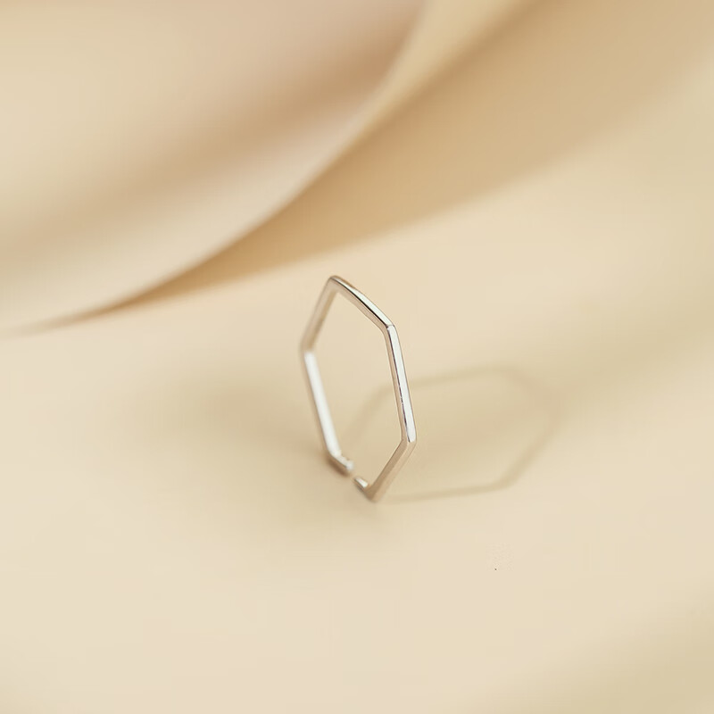简约素圈戒指女韩版时尚个性小众设计ins潮女士轻奢开口指环 菱形戒指