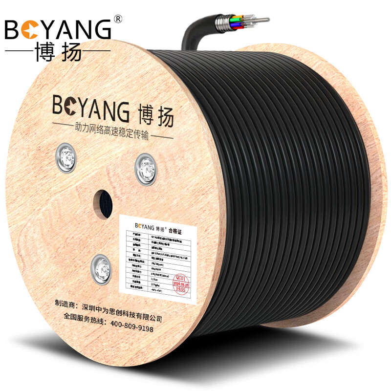 博扬（BOYANG）BY-GYTS-12B1.3 铠装12芯单模室外光缆 GYTS层绞式架空/管道光纤线 100米 可定制长度